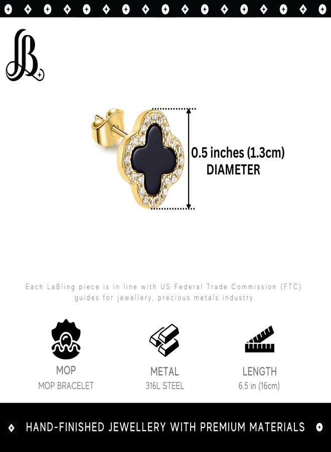 LaBling Earrings for Women | Studded Earrings for Women | Lovely Gift - Studded Black - Image 2